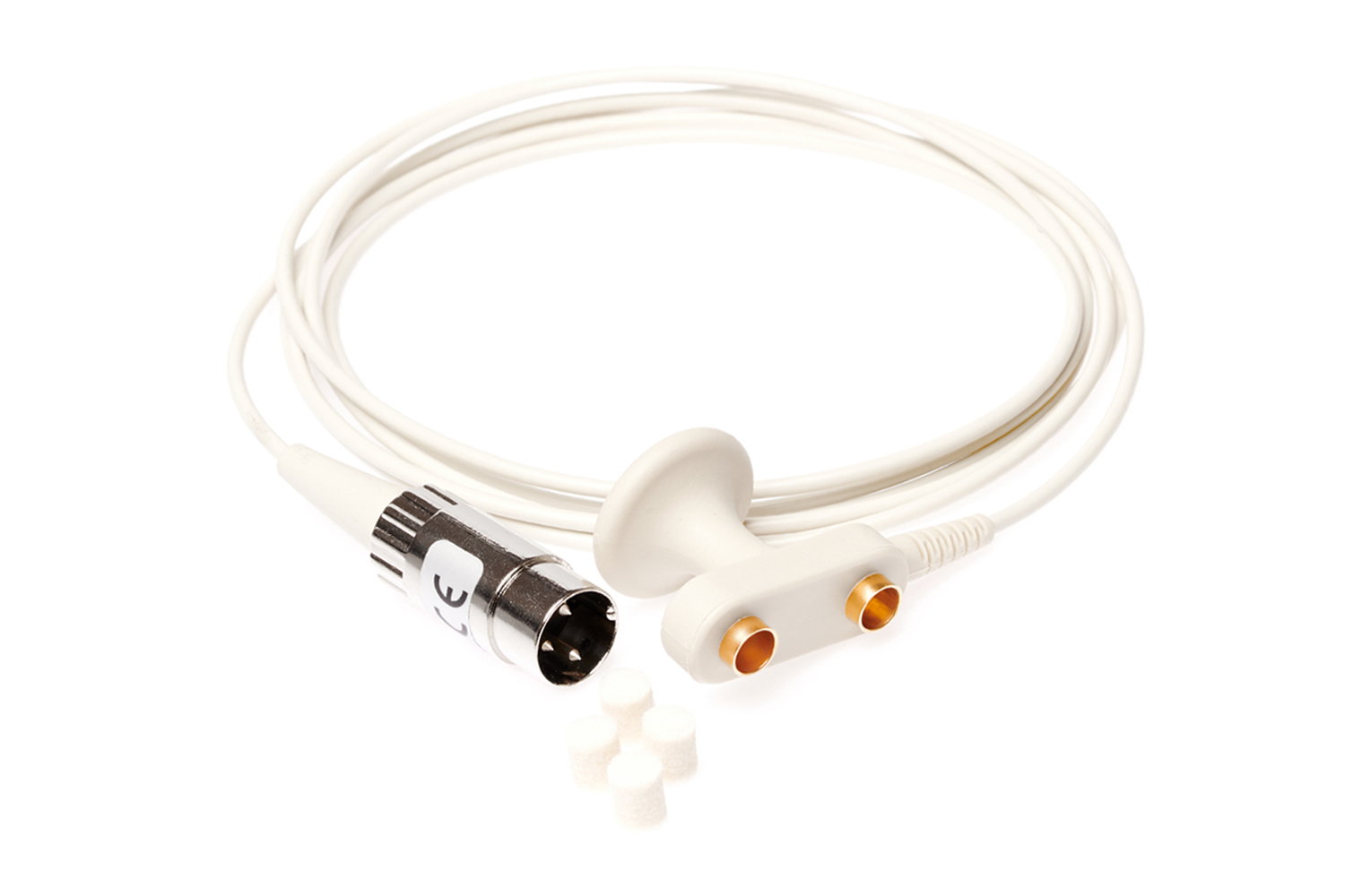 Stimulations- Nervenreizelektrode BG162 mit runden Filzen Ø 6mm, 3-poliger Rundstecker, Kabellänge 2