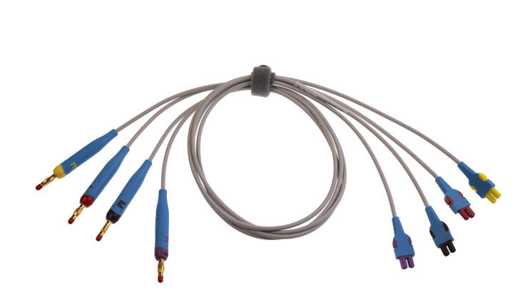 EKG-Elektrodenkabel-Set, 4 zusätzlich, Bananenstecker, IEC-HEIM
